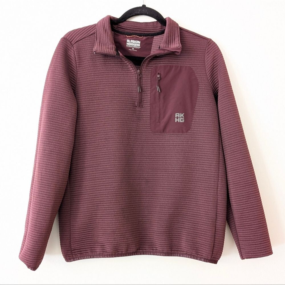 Alaskan Hardgear by Duluth Trading ribbed quarter zip maroon pullover size M